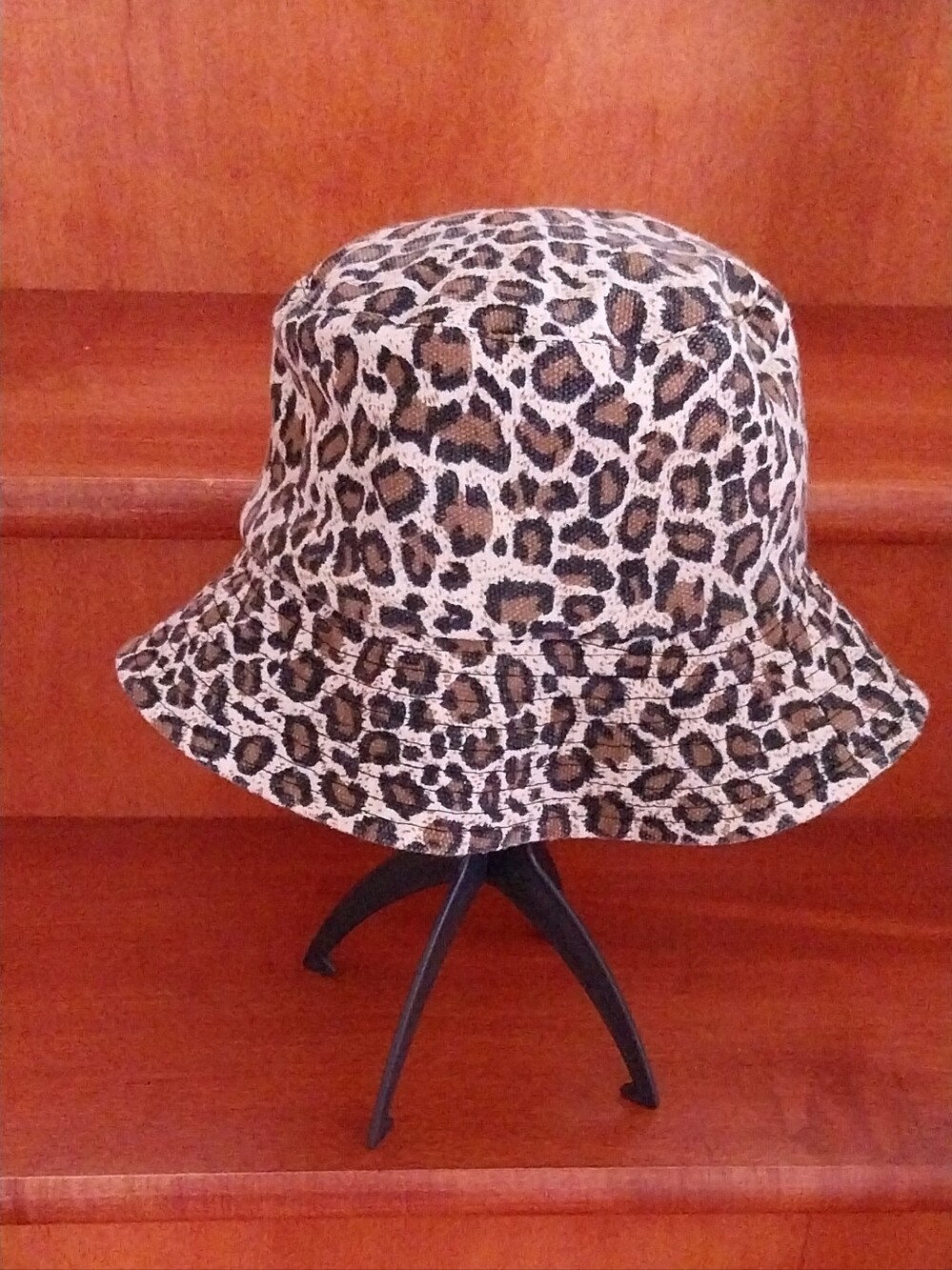 Reversible Leopard Print Bucket Hat - Brown & Black - Picture 6 of 6